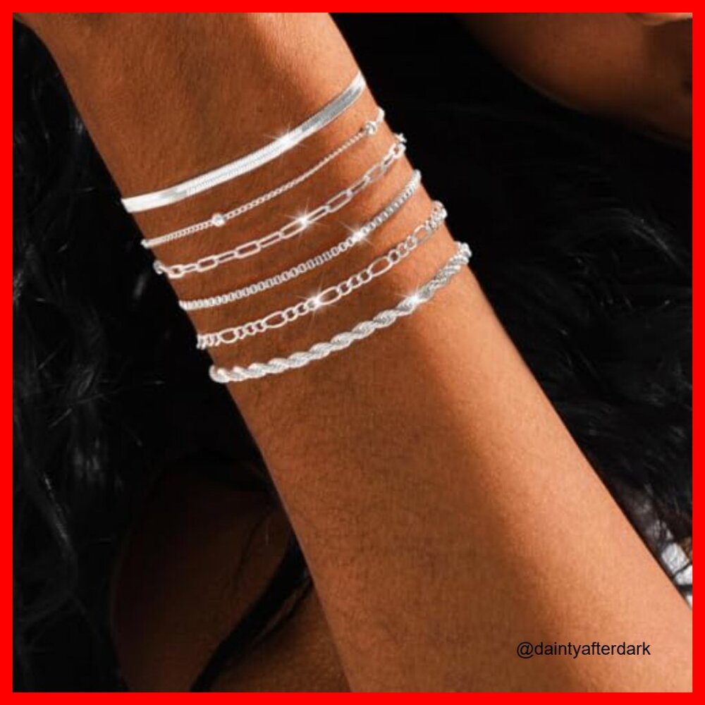 14k Real Gold Plated Bracelets Stackable Set Adju… - image 2